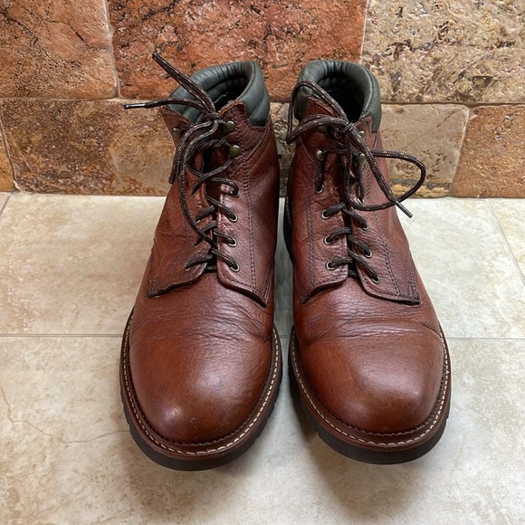 Genuine Leather Men’s Boots Lace Up Gumlite Vibram Made In USA Brown 10M - Picture 4 of 16